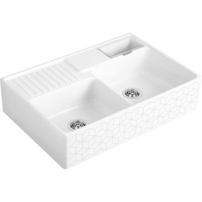 Villeroy-Boch Villeroy & Boch Butler 90 2.5 Bowl Ceramic Kitchen Sink895 X 630 X 220 mmDecor White Mosaique