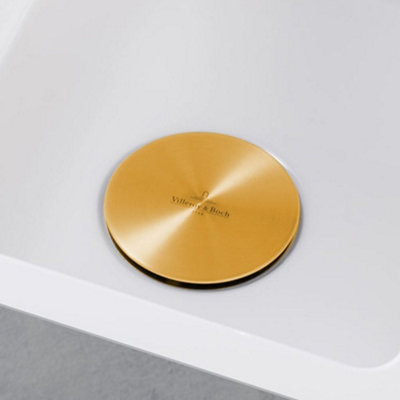 Villeroy & Boch 90mm Universal Strainer Waste Cover CapBrushed Gold Stainless Steel from B&Q