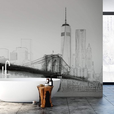 Anaglypta New York Art Illustration Black And White384X260Cm5018-8 from B&Q