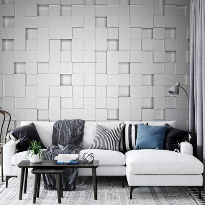 Anaglypta Cubes Mural384X260Cm5416-8 from B&Q