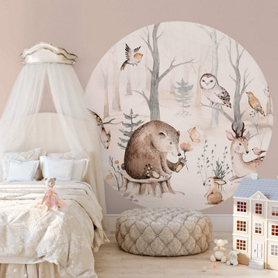 Anaglypta Forest Animal Friends Mural144X144Cm5510-R from B&Q