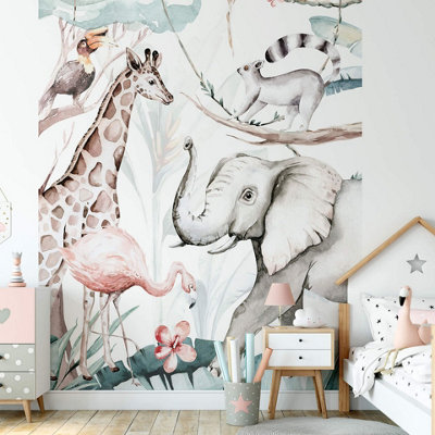 Anaglypta Jungle Animal Friends Mural192X260Cm5523-4 from B&Q
