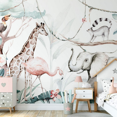 Anaglypta Jungle Animal Friends Mural384X260Cm5523-8 from B&Q