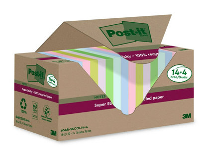 Post-It  Super Sticky Recycled 76X76 Assorted (Pack Of 18) - Image 5