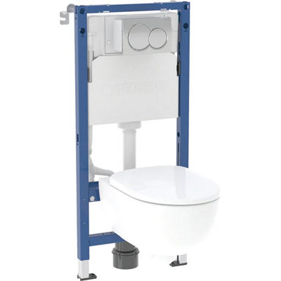 Geberit Selnova Wall Hung Rimless Toilet1120mm Wc Frame Dual Flush Plate from B&Q