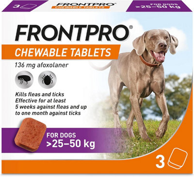 Frontpro Chewable Tablets Flea & Tick Treatment For Extra Large Dogs (25-50Kg) 3 Pack from B&Q