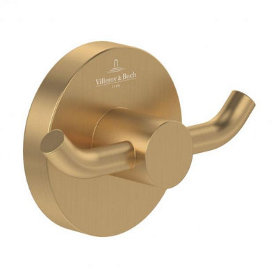 Villeroy & Boch Elements Tender Double Robe Hook Brushed Gold from B&Q