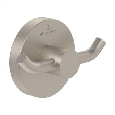Villeroy & Boch Elements Tender Double Robe Hook Matt Brushed Nickel from B&Q