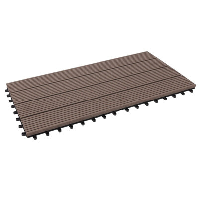 Floordirekt Wpc Interlocking Decking Tiles Royal Dark Brown 30 X 60 Cm Weatherproof Click Flooring from B&Q