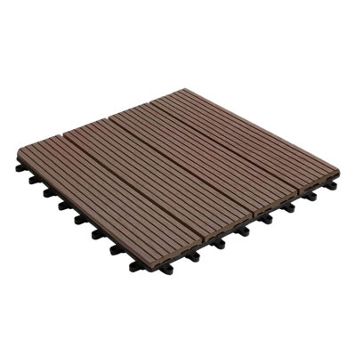 Floordirekt Wpc Interlocking Decking Tiles Royal Dark Brown 30 X 30 Cm Wood-Look Click Tile For Balcony & Terrace from B&Q