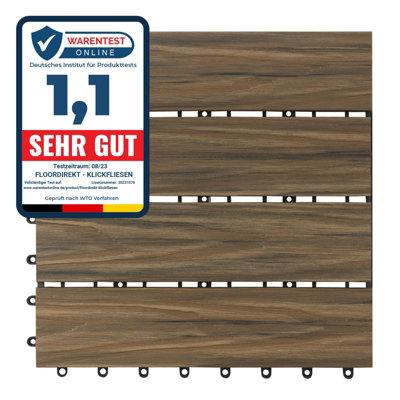 Floordirekt Wpc Decking Tiles Mix Teak 30 X 30 Cm 11 Pieces Weatherproof Click Tile Pack For 1 M² from B&Q