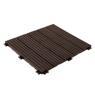 B&Q -  Claire Interlocking Decking Tiles Brown 30 X 30 Cm Weatherproof Click Flooring For Patio & Balcony