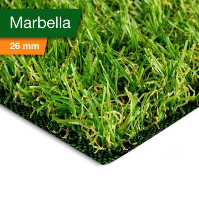 Floordirekt Artificial Grass Marbella 26mm Weatherproof Outdoor Lawn Carpet Uv Stable Garden Patio Balcony Turf100 X 800 Cm from B&Q