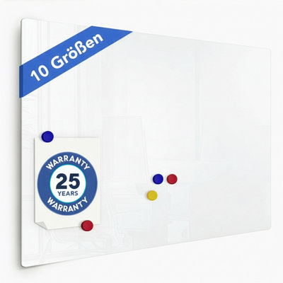 Floordirekt Pearl White Frameless Glass Whiteboard Magnetic Safety Glass Office Memo Board White 65 X 100 Cm from B&Q