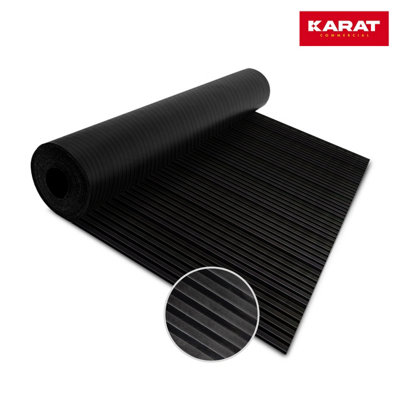 Floordirekt Broad Ribbed Rubber Runner Black 3 mm Thick Non Slip Weather Resistant Sbr Rubber Flooring Roll For Workshop Garage 100 X 150 Cm
