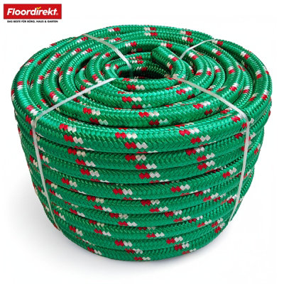B&Q -  Polypropylene Rope K2 20mm Extra Strong Thick Rope For Marine Outdoor Load Securing Green Red50 M