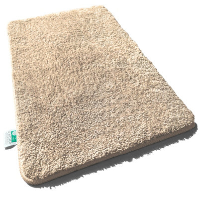 Floordirekt Sky Microfibre Bath Mat Soft 30mm Pile Non Slip Washable Bathroom Rug Beige 70 X 120 Cm from B&Q