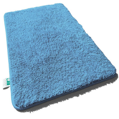 Floordirekt Sky Microfibre Bath Mat Soft 30mm Pile Non Slip Washable Bathroom Rug Blue 70 X 120 Cm from B&Q