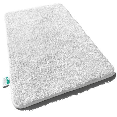 Floordirekt Sky Microfibre Bath Mat Soft 30mm Pile Non Slip Washable Bathroom Rug White 95 X 95 X 3.3 Cm from B&Q