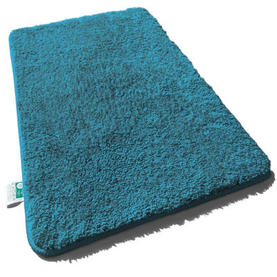 Floordirekt Sky Microfibre Bath Mat Soft 30mm Pile Non Slip Washable Bathroom Rug Petrol 50 X 80 Cm from B&Q