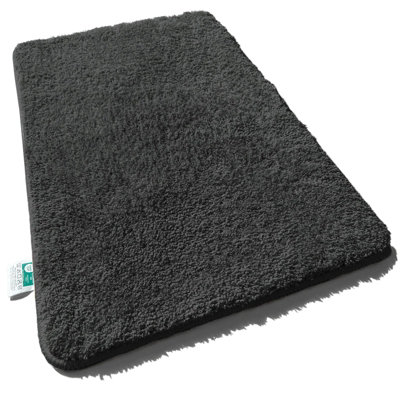 Floordirekt Sky Microfibre Bath Mat Soft 30mm Pile Non Slip Washable Bathroom Rug Black 50 X 80 Cm from B&Q
