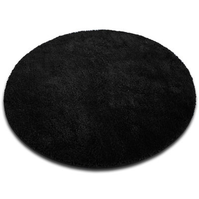 Floordirekt Sky Soft Round Microfibre Bath Mat Non Slip Washable Bathroom Rug Black 95 X 95 X 3 Cm from B&Q