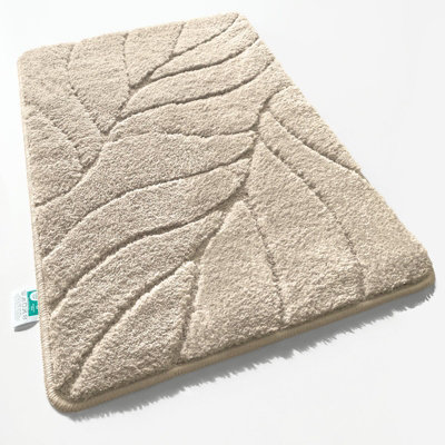 Floordirekt Maris Microfibre Bath Mat Leaf Pattern Non Slip Latex Back Bathroom Rug Ivory 60 X 120 Cm from B&Q