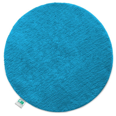 Floordirekt Sky Round Microfibre Bath Mat Soft 30mm Pile Non Slip Washable Bathroom Rug Turquoise 95 X 95 X 3 Cm from B&Q