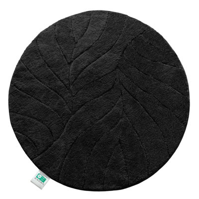 Floordirekt Maris Microfibre Bath Mat Leaf Pattern Non Slip Latex Back Bathroom Rug Black 120 X 120 X 3 Cm from B&Q