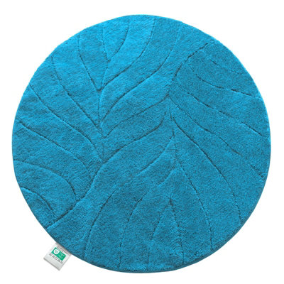 Floordirekt Maris Microfibre Bath Mat Leaf Pattern Non Slip Latex Back Bathroom Rug Turquoise 120 X 120 X 3 Cm from B&Q