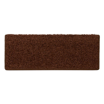 Floordirekt Sphinx Self Adhesive Edged Soft Shaggy Stair Tread Mat For Indoor Stairs Rectangular Brown 23.5 X 65 Cm