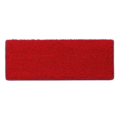 Floordirekt Sphinx Self Adhesive Edged Soft Shaggy Stair Tread Mat For Indoor Stairs Rectangular Red 23.5 X 65 Cm