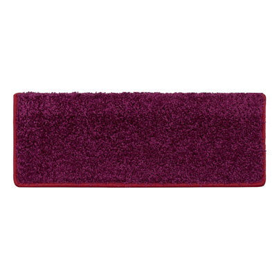 Floordirekt Sphinx Self Adhesive Edged Soft Shaggy Stair Tread Mat For Indoor Stairs Rectangular Violet 23.5 X 65 Cm
