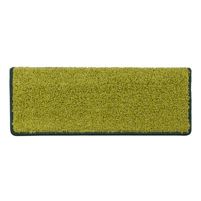 Floordirekt Sphinx Self Adhesive Edged Soft Shaggy Stair Tread Mat For Indoor Stairs Rectangular Green 23.5 X 65 Cm