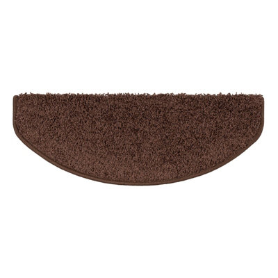 Floordirekt Sphinx Self Adhesive Edged Soft Shaggy Stair Tread Mat For Indoor Stairs Semicircular Brown 23.5 X 65 Cm from B&Q