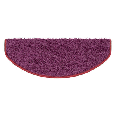 Floordirekt Sphinx Self Adhesive Edged Soft Shaggy Stair Tread Mat For Indoor Stairs Semicircular Violet 23.5 X 65 Cm from B&Q