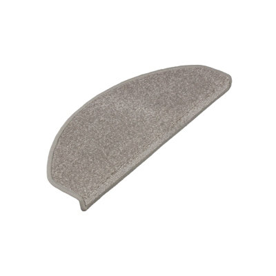 Floordirekt Dynasty Velours Self Adhesive Edged Hard Wearing Velour Stair Tread Mat For Indoor Stairs Semicircular Silver Grey 23.5 X 65 Cm from B&Q