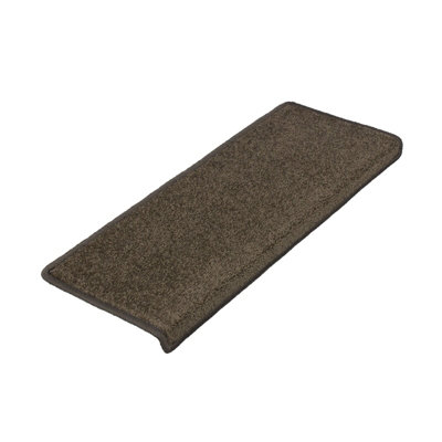 Floordirekt Dynasty Velours Self Adhesive Edged Hard Wearing Velour Stair Tread Mat For Indoor Stairs Rectangular Mud Brown 23.5 X 65 Cm from B&Q