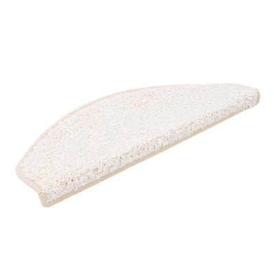 Floordirekt Barcelona Self Adhesive Edged Soft Shaggy Stair Tread Mat For Indoor Stairs Semicircular Cream 23.5 X 65 Cm from B&Q