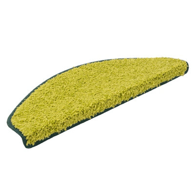 Floordirekt Barcelona Self Adhesive Edged Soft Shaggy Stair Tread Mat For Indoor Stairs Semicircular Green 23.5 X 65 Cm from B&Q