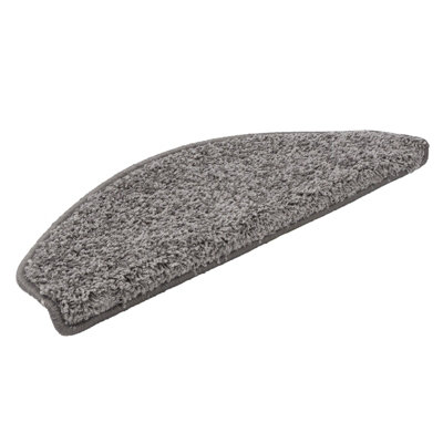 Floordirekt Barcelona Self Adhesive Edged Soft Shaggy Stair Tread Mat For Indoor Stairs Semicircular Grey 23.5 X 65 Cm from B&Q