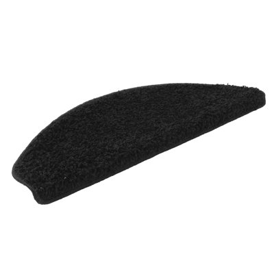 Floordirekt Barcelona Self Adhesive Edged Soft Shaggy Stair Tread Mat For Indoor Stairs Semicircular Black 23.5 X 65 Cm from B&Q