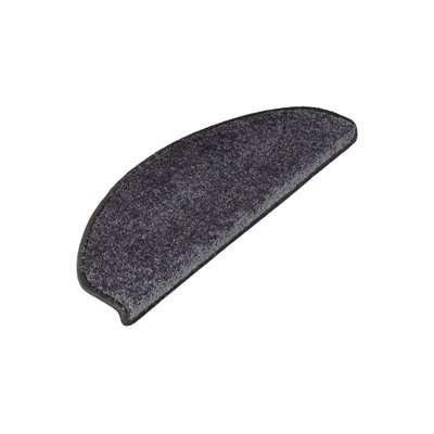 Floordirekt Sundae Self Adhesive Edged Soft High Pile Stair Tread Mat For Indoor Stairs Semicircular Anthracite 23.5 X 65 Cm from B&Q