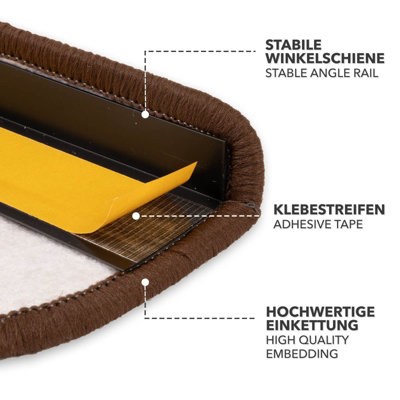 Floordirekt Alto Self Adhesive Edged Carpet Stair Tread Mat For Indoor Stairs Semicircular Brown 23.5 X 65 Cm from B&Q