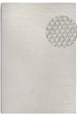 B&Q -  Delhi  Wool Cotton  Pradesh Handwoven Reversible Rug Runner In White
