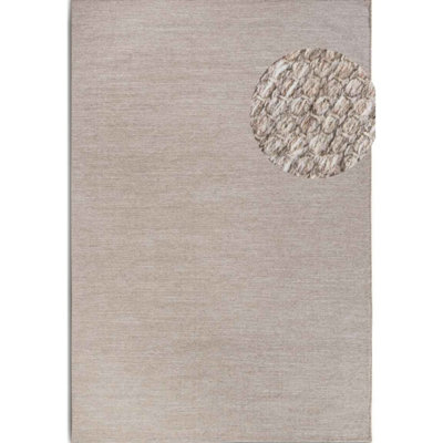B&Q -  Delhi Wool Cotton Rug Pradesh Handwoven Reversible  Rug Runner In Cream