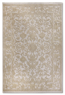 B&Q -  Villeroy & Boch Ambroise Short Pile Rug Floral Wool Like Soft Texture In Cream