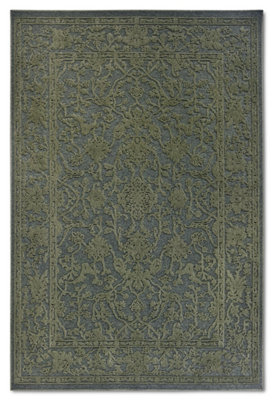 B&Q -  Villeroy & Boch Ambroise Short Pile Rug Floral Wool Like Soft Texture In Green