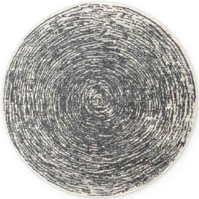 The Rugs Gloria Round Rug Cavallo Abstract Short Pile Polypropylene 9 mm In Grey