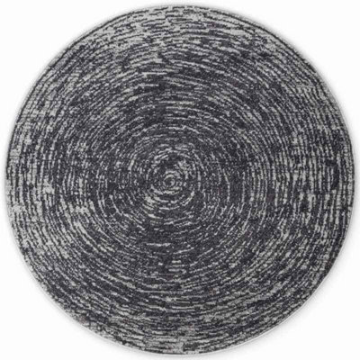 The Rugs Gloria Round Rug Cavallo Abstract Short Pile Polypropylene 9 mm In Dark Grey
